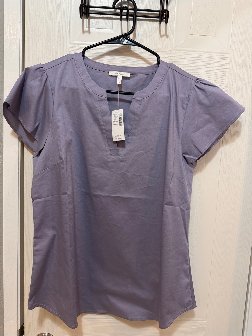 Maurices Light Lavender Notch-Neck Short Sleeve Blouse